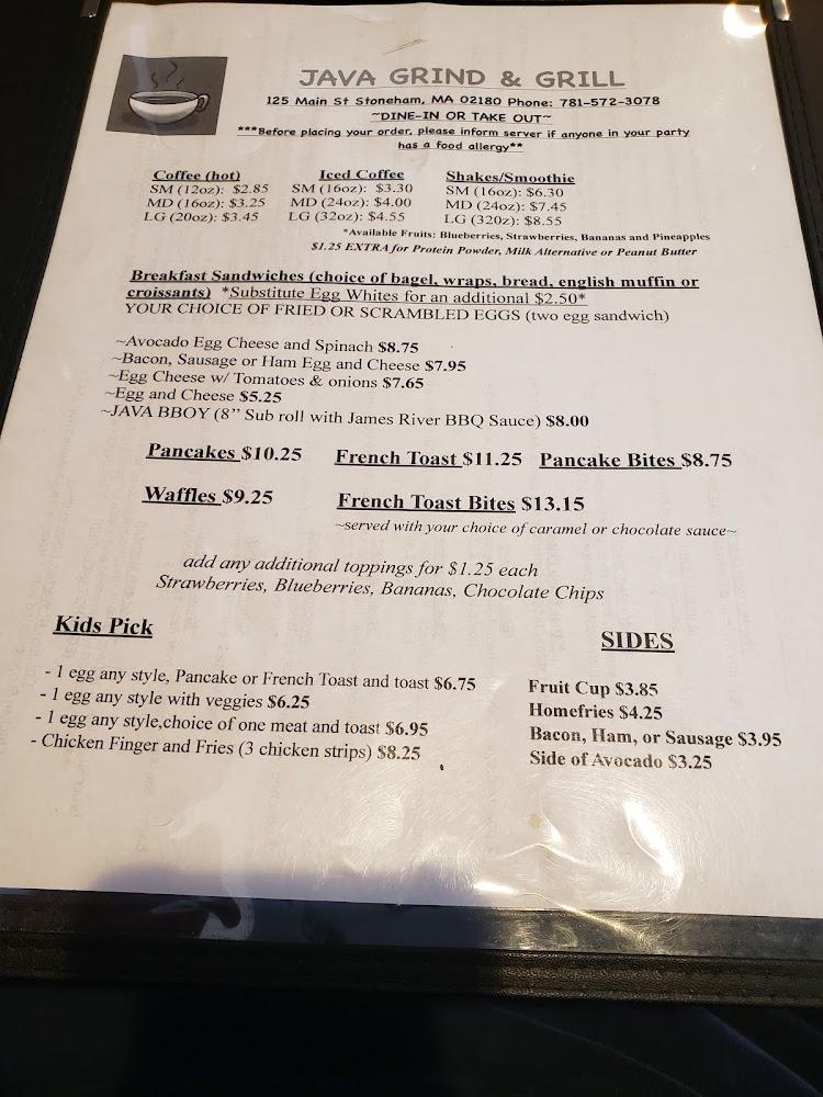 Java Grind And Grill Menu image 1